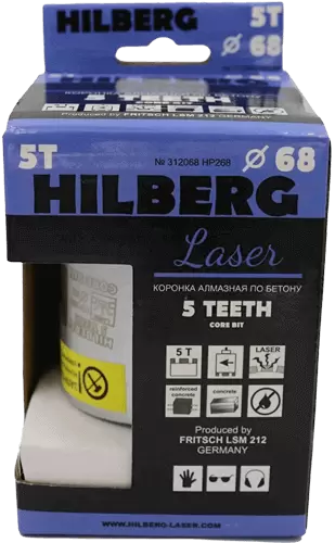 Коронка алмазная по армированному бетону SDS-Plus 68 мм Hilberg Laser 5 Teeth HP268 - интернет-магазин «Стронг Инструмент» город Ростов-на-Дону