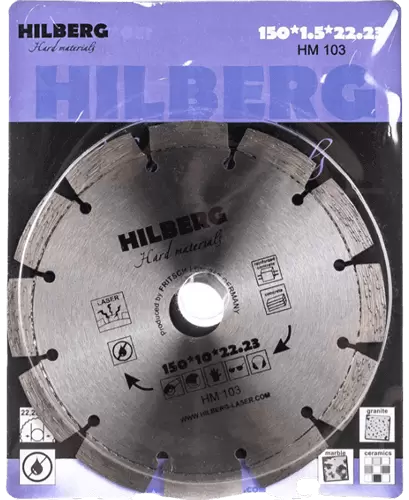 Алмазный диск по железобетону 150*22.23*10*2.3мм Hard Materials Laser Hilberg HM103 - интернет-магазин «Стронг Инструмент» город Ростов-на-Дону