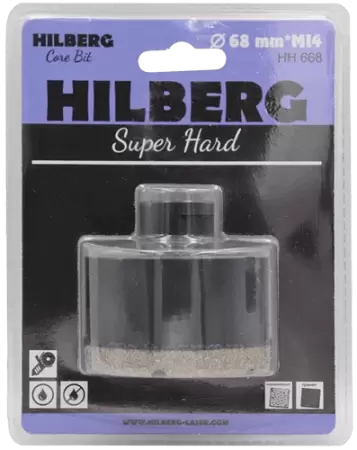 Коронка алмазная по керамике и керамограниту 68*35 М14 Super Hard Hilberg HH668