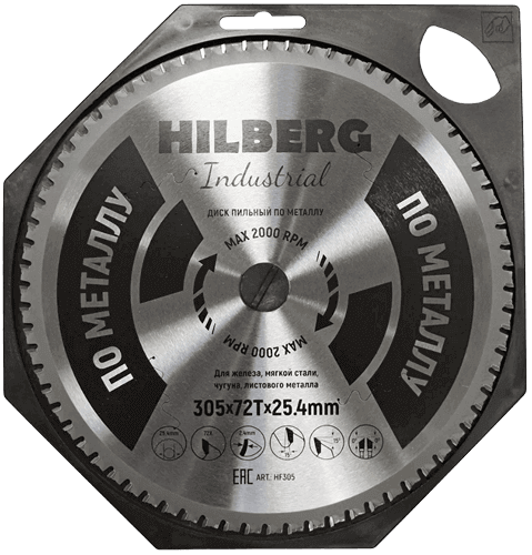 Пильный диск по металлу 305*25.4*Т72 Industrial Hilberg HF305 - интернет-магазин «Стронг Инструмент» город Ростов-на-Дону