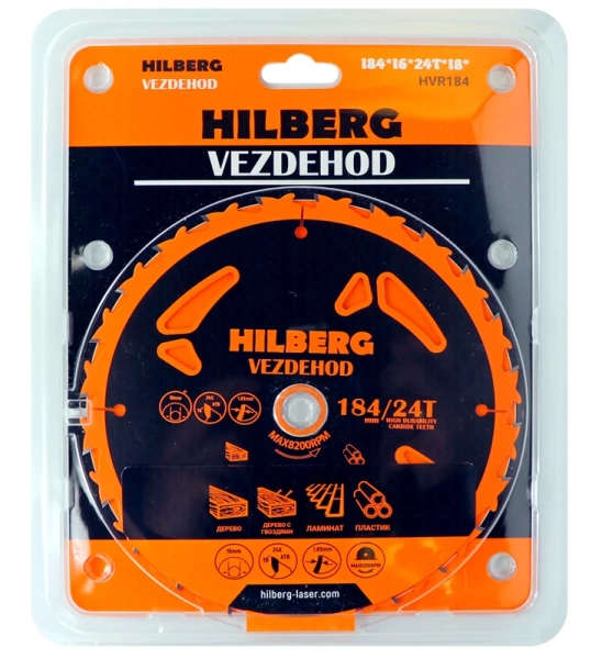 Универсальный пильный диск 184*16*24Т (reverse) Vezdehod Hilberg HVR184 - интернет-магазин «Стронг Инструмент» город Ростов-на-Дону